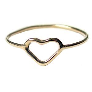 VERAMEAT Got Heart Thin Band Open Heart Gold Brass Ring NEW! Size 6.25